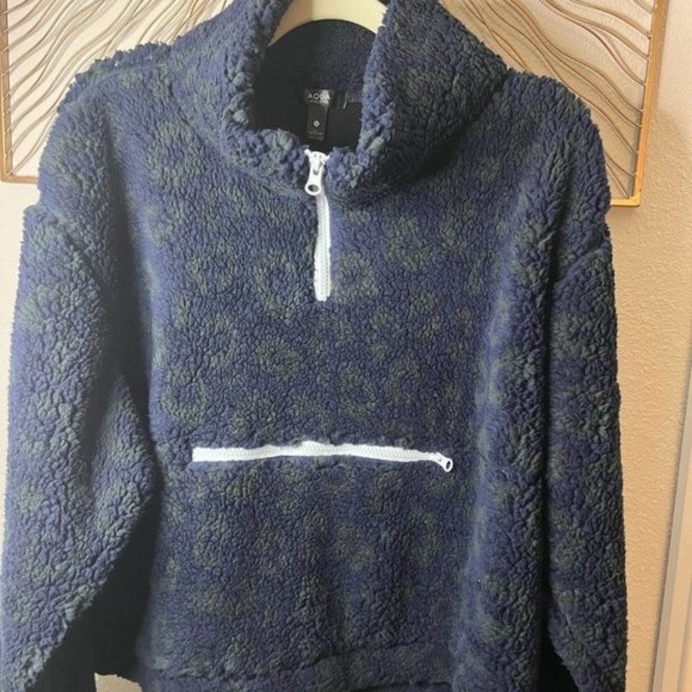 NWT! Aqua Athletic Leopard Print Sherpa Fleece Jacket  XL